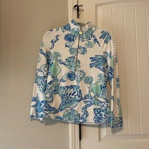Lilly Pulitzer open sleeve sweatshirt popover size xs in seashell print